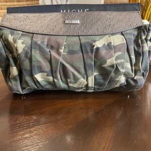 Miche Camouflage Cosmetic Bag with Brown Trim